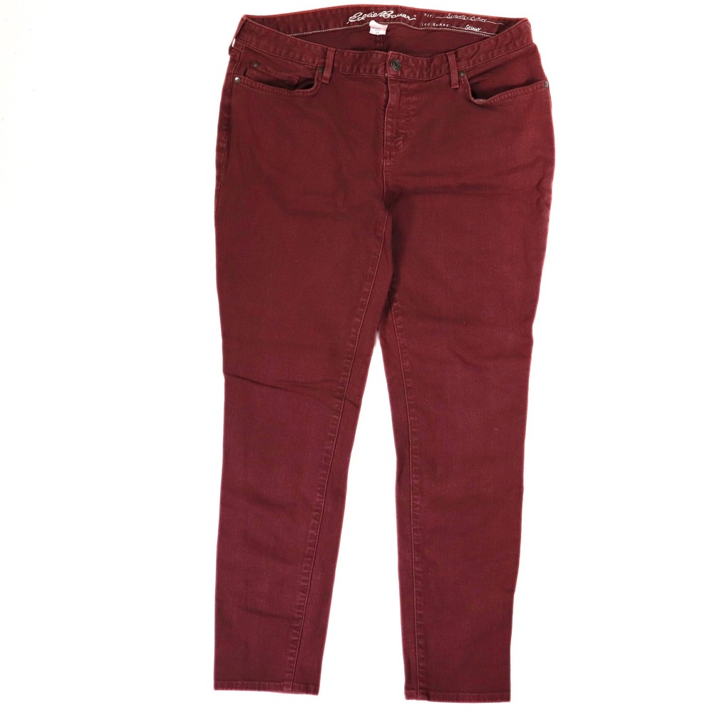Eddie Bauer Skinny Pants Womens 14 Burgundy Slightly Curvy Stretch Casual